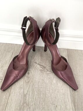 BCBGGeneration | Women’s Metallic Plum Pointed-Toe Ankle-Strap Heels